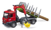 Bruder MB Arocs Holztransport LKW mit Ladekran, Greifer und 