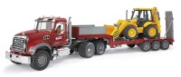 Bruder MACK Granite LKW mit Tieflader und JCB 4CX Baggerlade