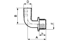 Schlauchanschluss 90°- 16mm 1/2"AG