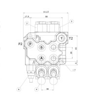 Kellfri Ventilblock 2 Abschnitte, Mehrhebel 3