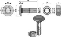 Körperschraube M16x1,5x60 und Sechskantmutter 2