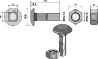 Körperschraube M16x1,5x100 und Sechskantmutter 2