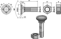 Pflugschraube M10x1,5x33 und Sechskantmutter 2