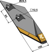 Pflugscharspitze B2SHR - rechts - Hartmetall