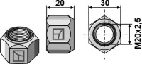 Ganzmetallmutter mit Klemmteil M20 - DIN980 verz. 10.9 2