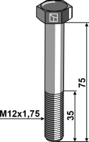 Sechskantschraube M12x1,75x75 ohne Mutter 2
