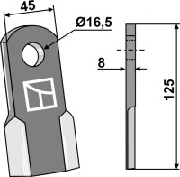 Gerades Messer 125x45mm 2