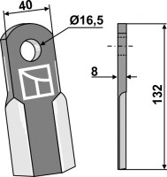 Gerades Messer 132x40mm 2