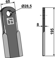 Gerades Messer 195x60mm 2