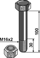Sechskantschraube M16x2x100 mit Sicherungsmutter