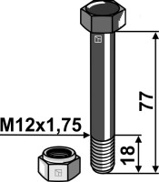 Sechskantschraube M12x1,75x77 mit Sicherungsmutter 2