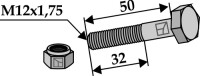 Sechskantschraube M12x1,75x50 mit Sicherungsmutter 2