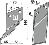 Rotorzinken 180x70mm, links 2