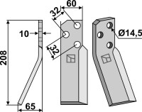 Rotorzinken 208x60mm, links