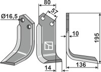 Fräsmesser 195x80mm, rechts