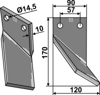 Rotorzinken 170x90mm, rechts