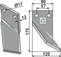Rotorzinken 170x90mm, rechts