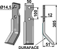 Rotorzinken DURAFACE 305x50mm, rechts