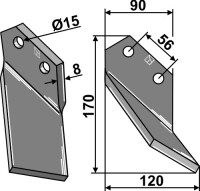 Rotorzinken 170x90mm, rechts
