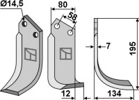 Fräsmesser 195x80mm, rechts