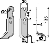 Fräsmesser 135x30mm, rechts