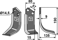 Fräsmesser 190x80mm, rechts 2