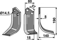 Fräsmesser 190x80mm, rechts 2