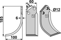 Fräsmesser 185x60mm, links 2