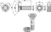 Pflugschraube M12x1,75x45 und Sechskantmutter 2