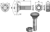 Pflugschraube M12x1,75x36 und Sechskantmutter 2