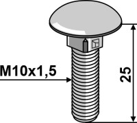 Flachrundschraube M10x1,5x25 ohne Mutter - galvanisch...