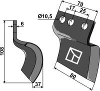 Messer für Grabenfräse - rechts 2