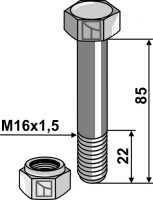 Sechskantschraube M16x1,5x85 mit Sicherungsmutter