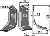 Fräsmesser 195x80mm, rechts