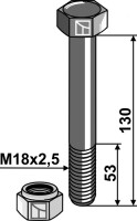 Sechskantschraube M18x2,5x130 mit Sicherungsmutter
