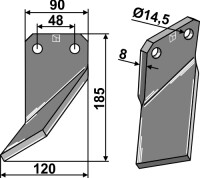 Rotorzinken 185x90mm, links