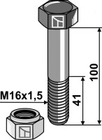 Sechskantschraube M16x1,5x100 mit Sicherungsmutter 2