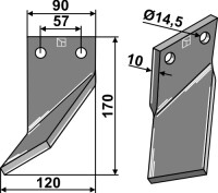 Rotorzinken 170x90mm, links