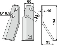 Rotorzinken 194x60mm, rechts