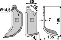 Fräsmesser 186x80mm, rechts 2