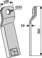 Mulchmesser verdreht 360x100mm - lang - rechts 2