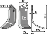 Fräsmesser 195x80mm, rechts