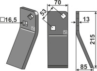 Rotorzinken 215x70mm, rechts