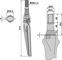 Kreiseleggenzinken 375mm, rechts