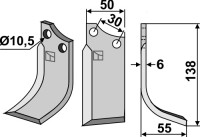 Fräsmesser 138x50mm, rechts