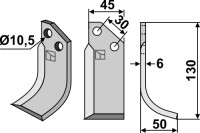 Fräsmesser 130x45mm, rechts