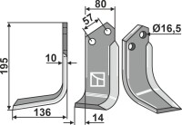 Fräsmesser 195x80mm, links 2