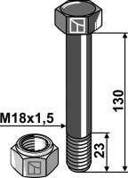 Sechskantschraube M18x1,5x130 mit Sicherungsmutter