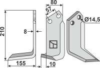 Fräsmesser 195x80mm, links 2