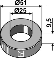 Scheibe Ø51x9,5xØ25 2
